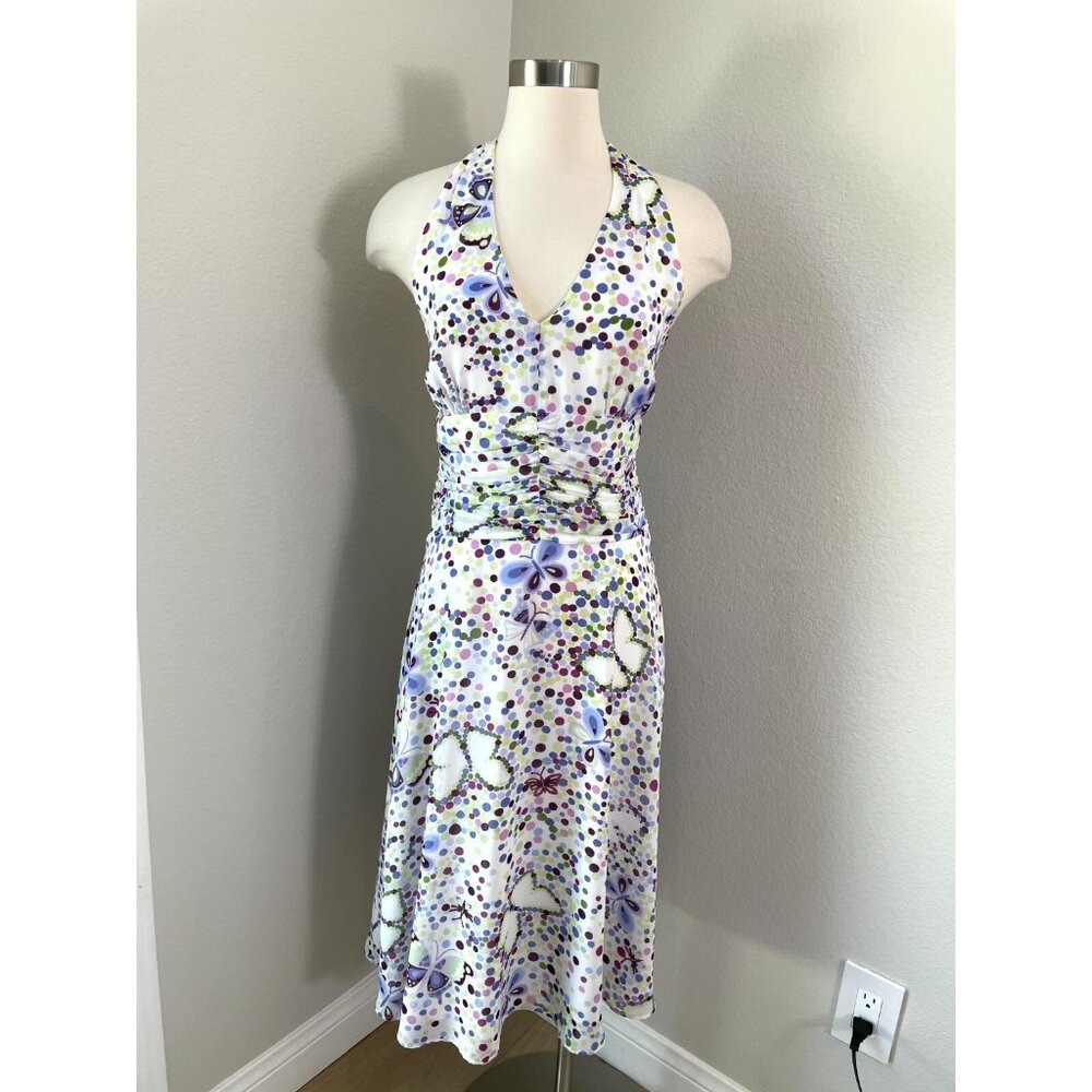 Vintage Y2K Yves Cossette Depeche‎ Mode Womens 10 Halter Midi Dress Butterfly